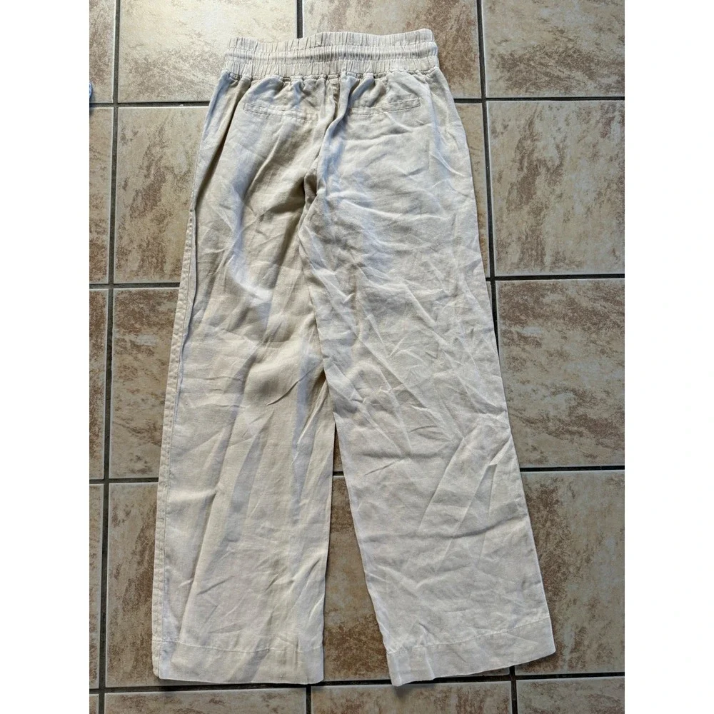 Quince 100% European Linen Wide Leg Pants Driftwood Beige Size Small